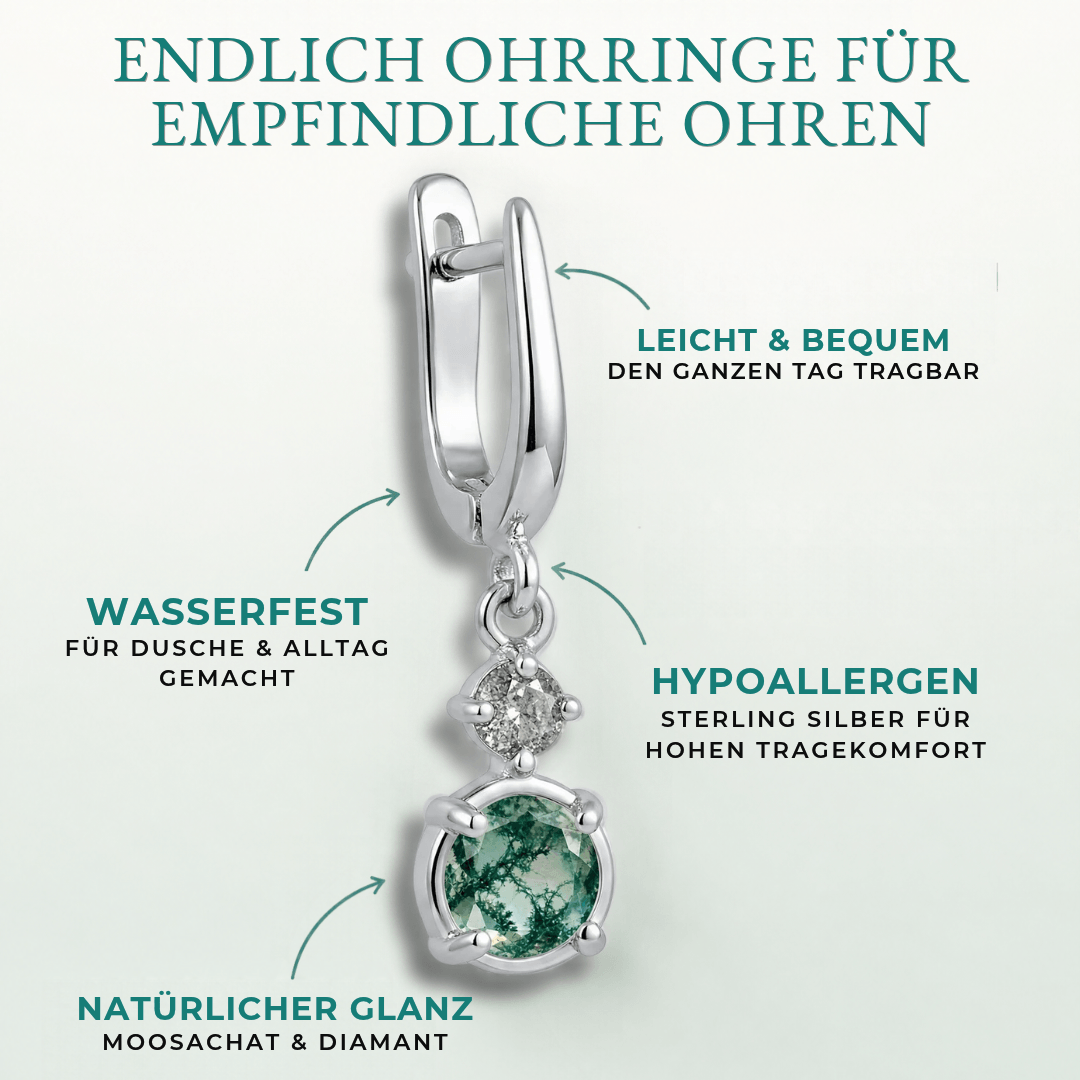 Moosachat Diamanten Ohrring Silber