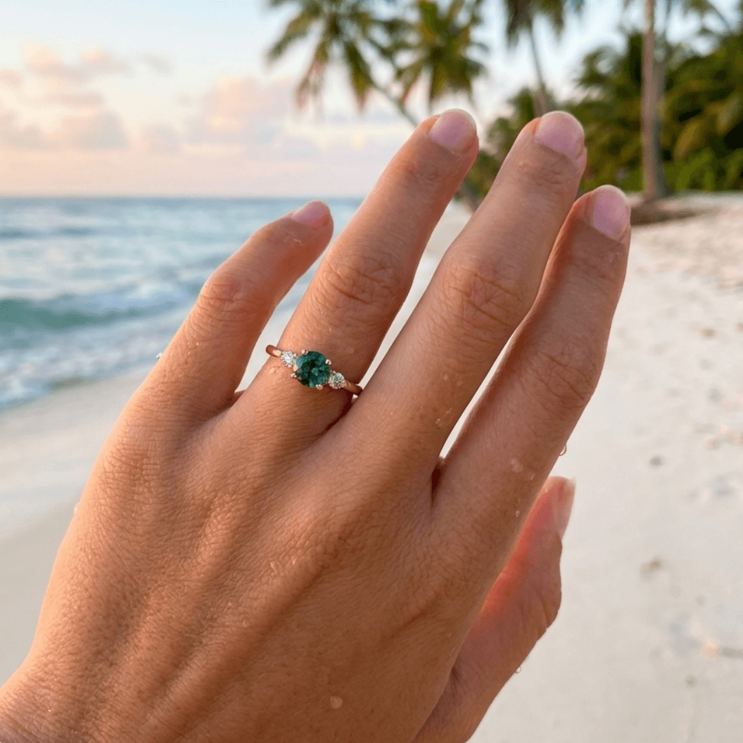 Moosachat Diamanten Verlobungsring 585 Gold