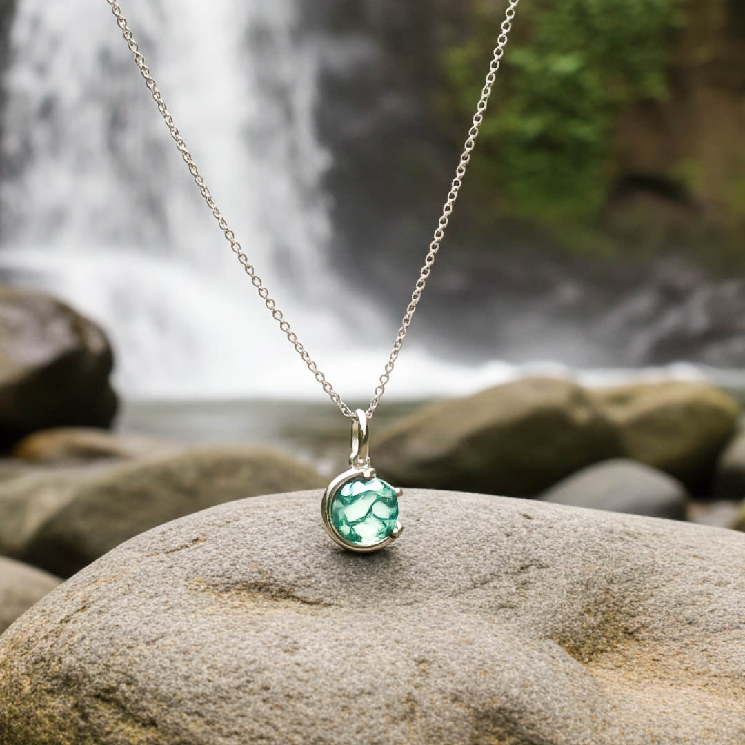 Moosachat Halskette Silber  Anhaenger