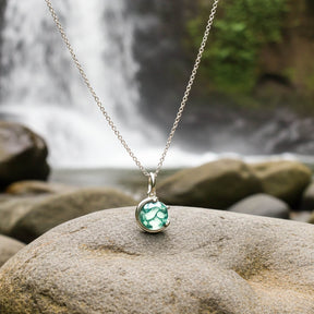 Moosachat Halskette Silber  Anhaenger