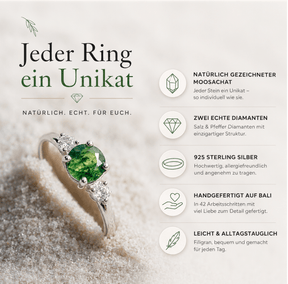 Moosachat & Diamanten Ring silber Unikat