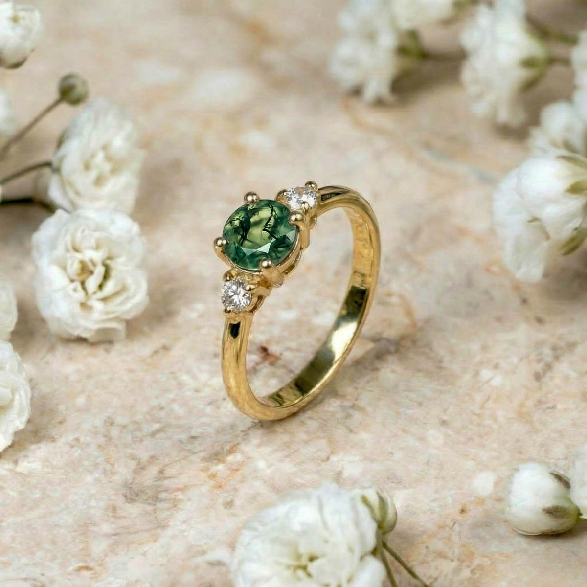 Moosachat Ring Gold