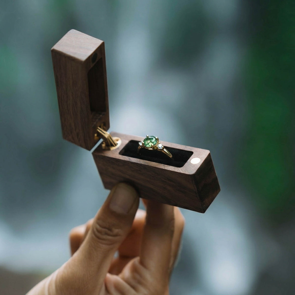Moosachat Ring Gold Verlobung