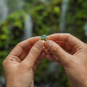 Moosachat Ring Gold mit Diamanten