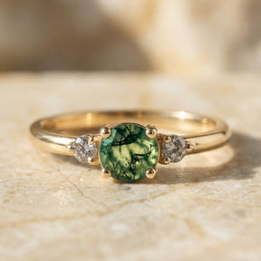 Moosachat Verlobungsring Gold