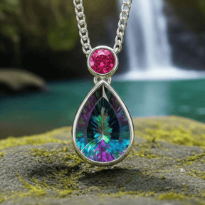 Mystischer Topas Rosa Turmalin Anhaenger