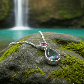 Mystischer Topas Rosa Turmalin Halskette