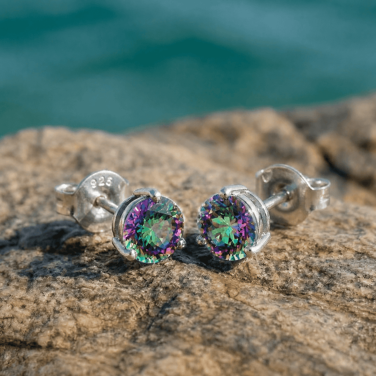 Mystischer Topas Ohrstecker Silber