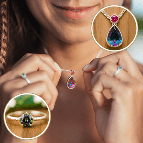 Mystischer Topas Set Halskette Ring