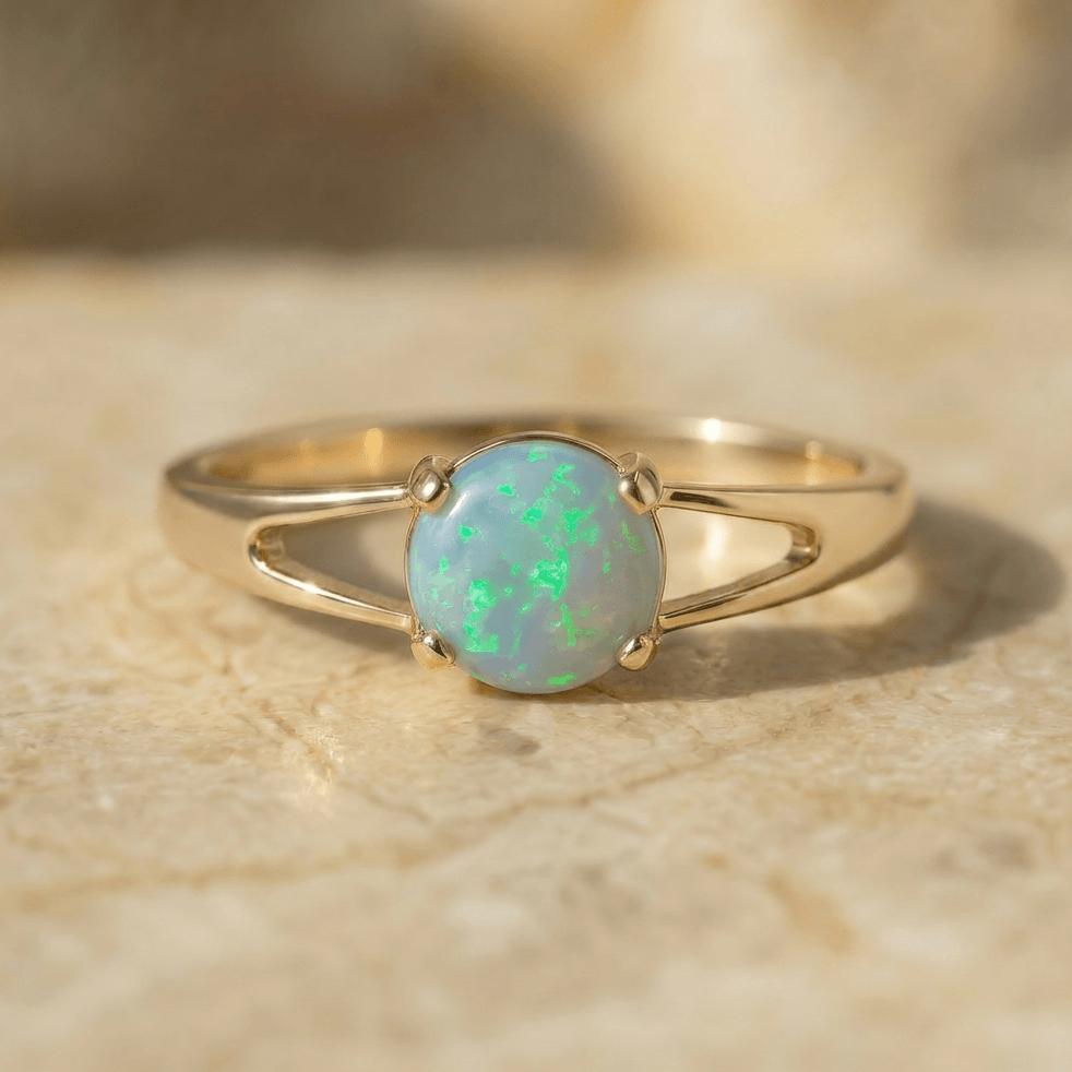 Opal Goldring weißer Opal