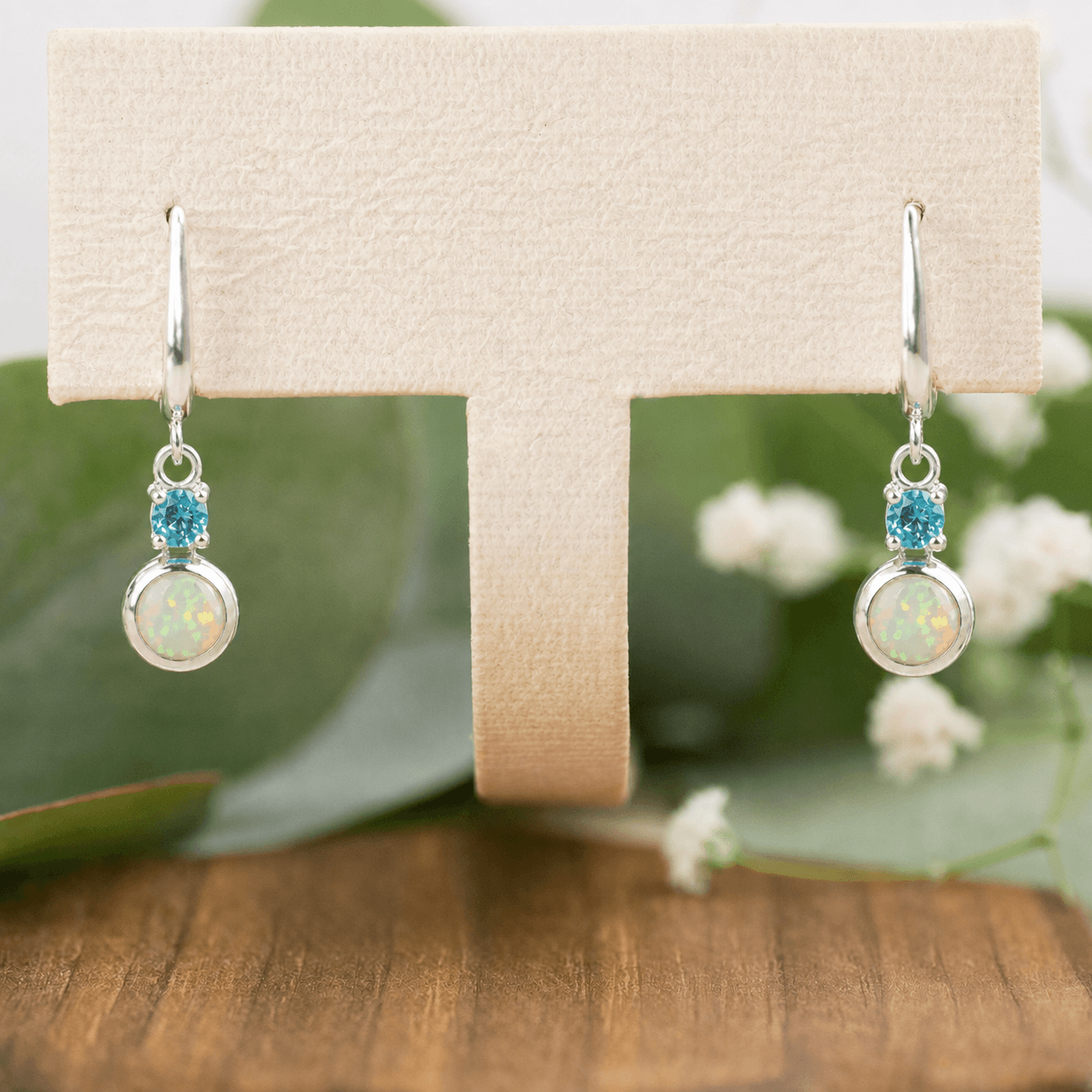 Opal Ohrringe mit Apatit in Silber