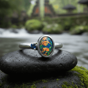 Opal Ring Silber Saphir blau