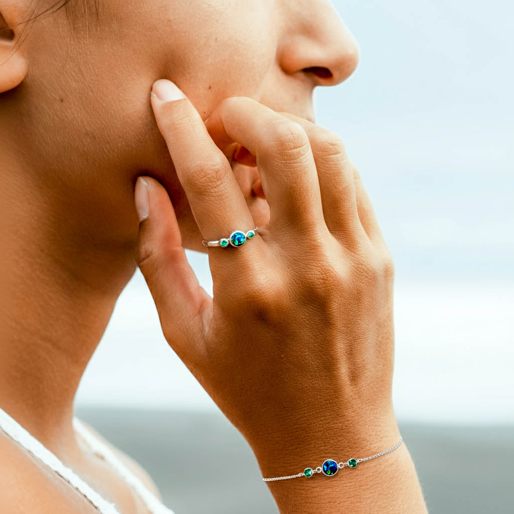 Opal Smaragd Schmuck Set