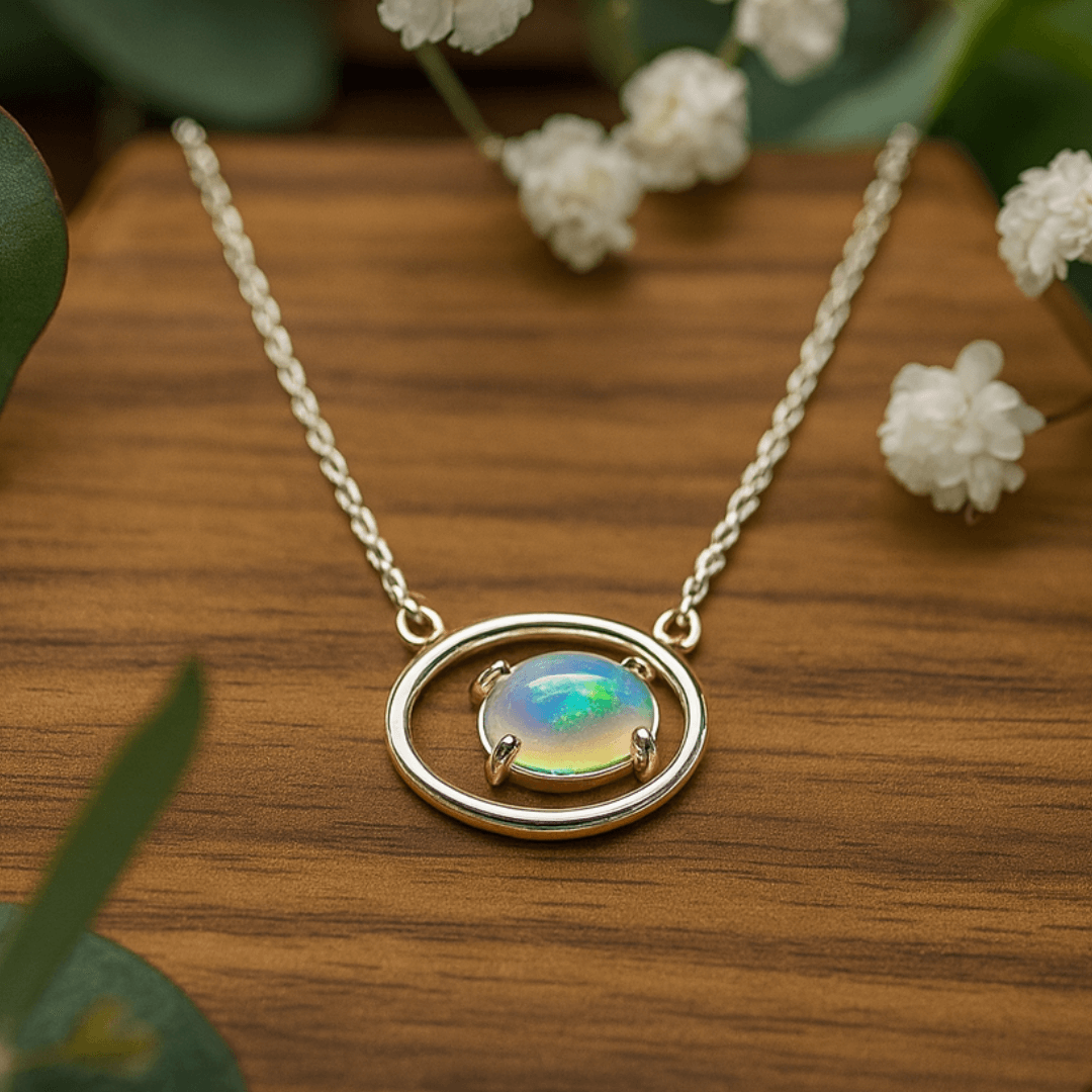 Opal Oval Halskette Silber