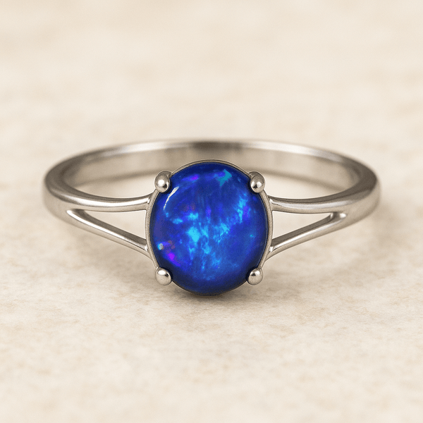 Schwarzer Opal Sommergewitter | 14k Weißgold
