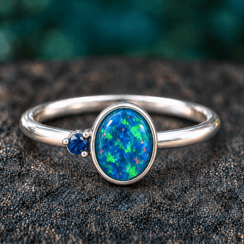 Opal & Saphir Ring | 925 Silber