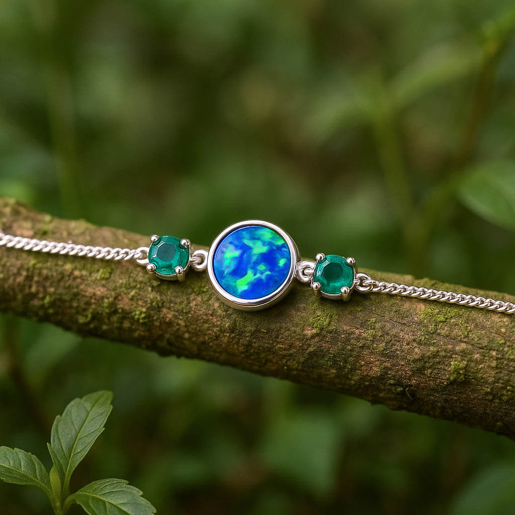 Opal und Smaragd Armband Silber 925