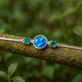 Opal und Smaragd Armband Silber 925