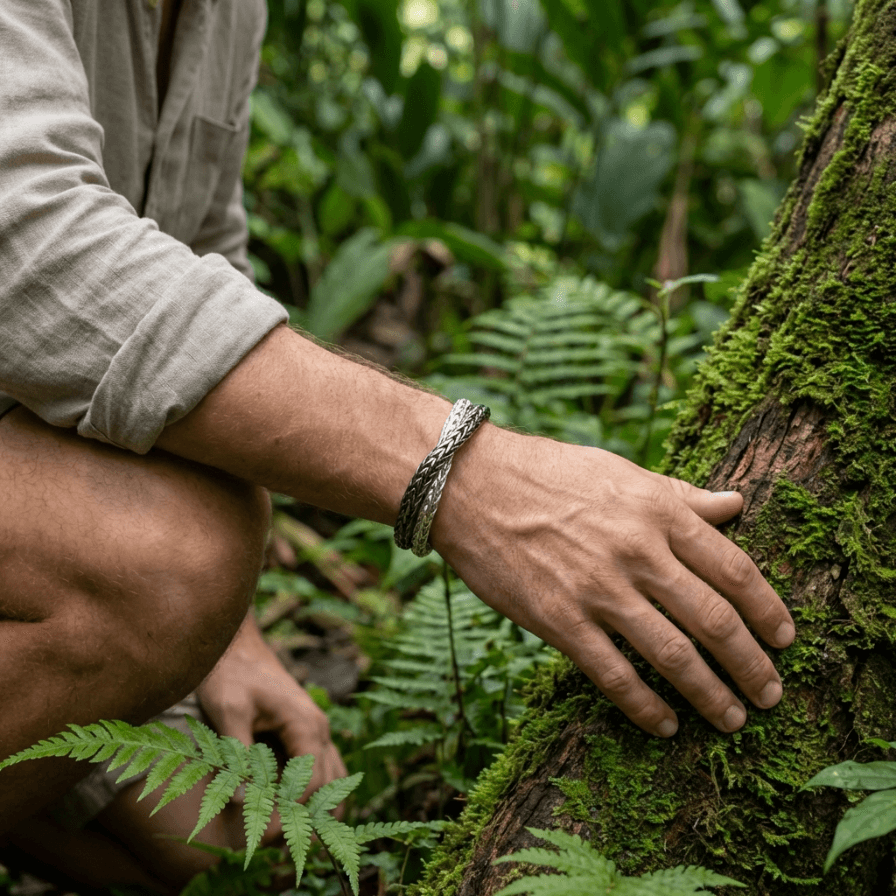 Premium Armband Mann Silber