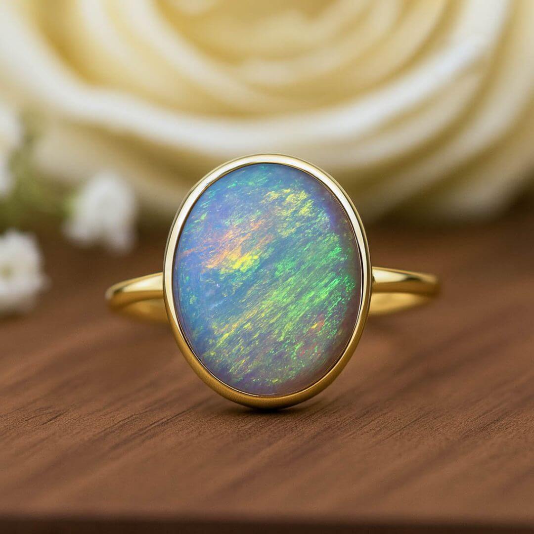 Opal weiß Australien Ring