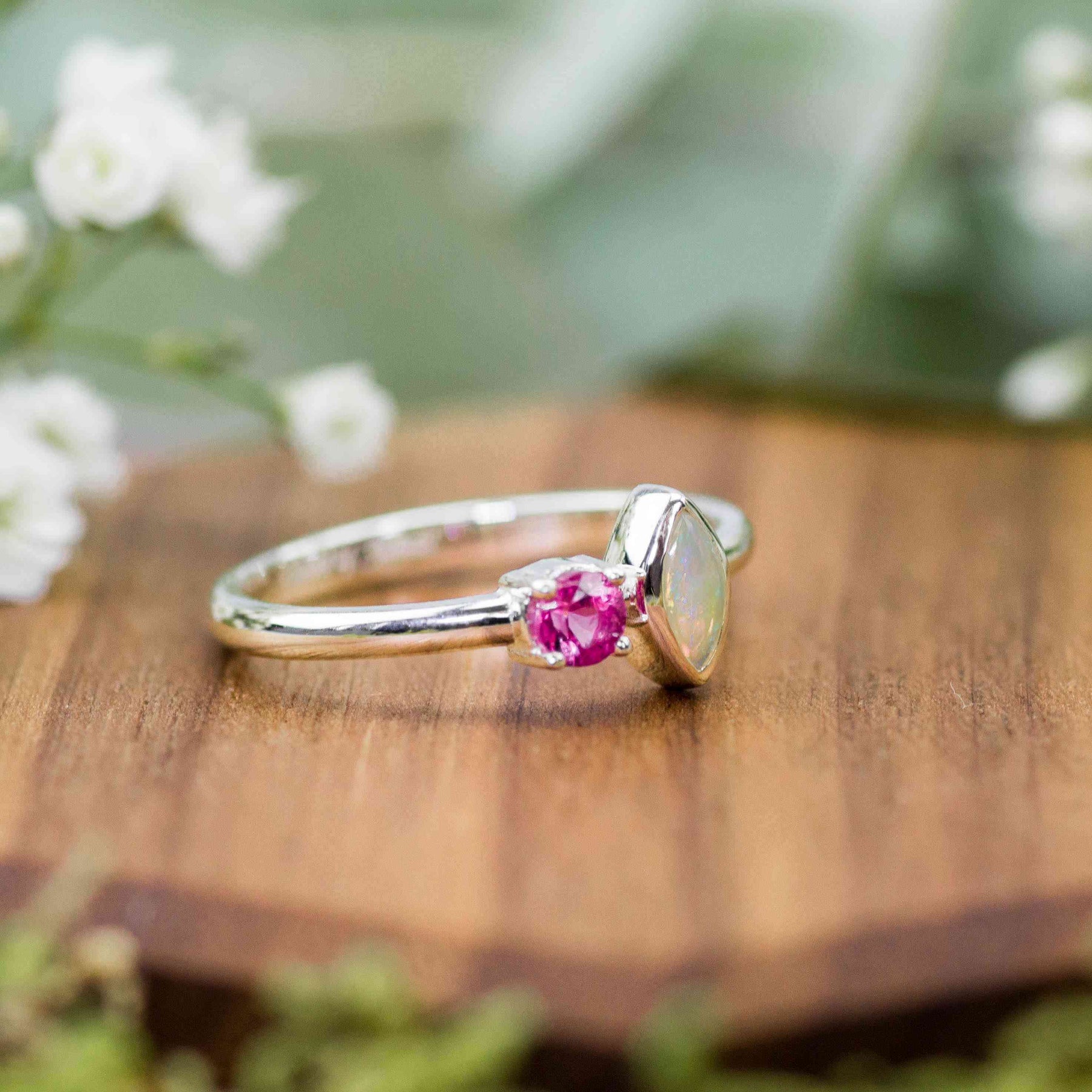 Ring 925 pinker Turmalin Opal