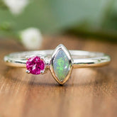 Ring Silber Opal pinker Turmalin