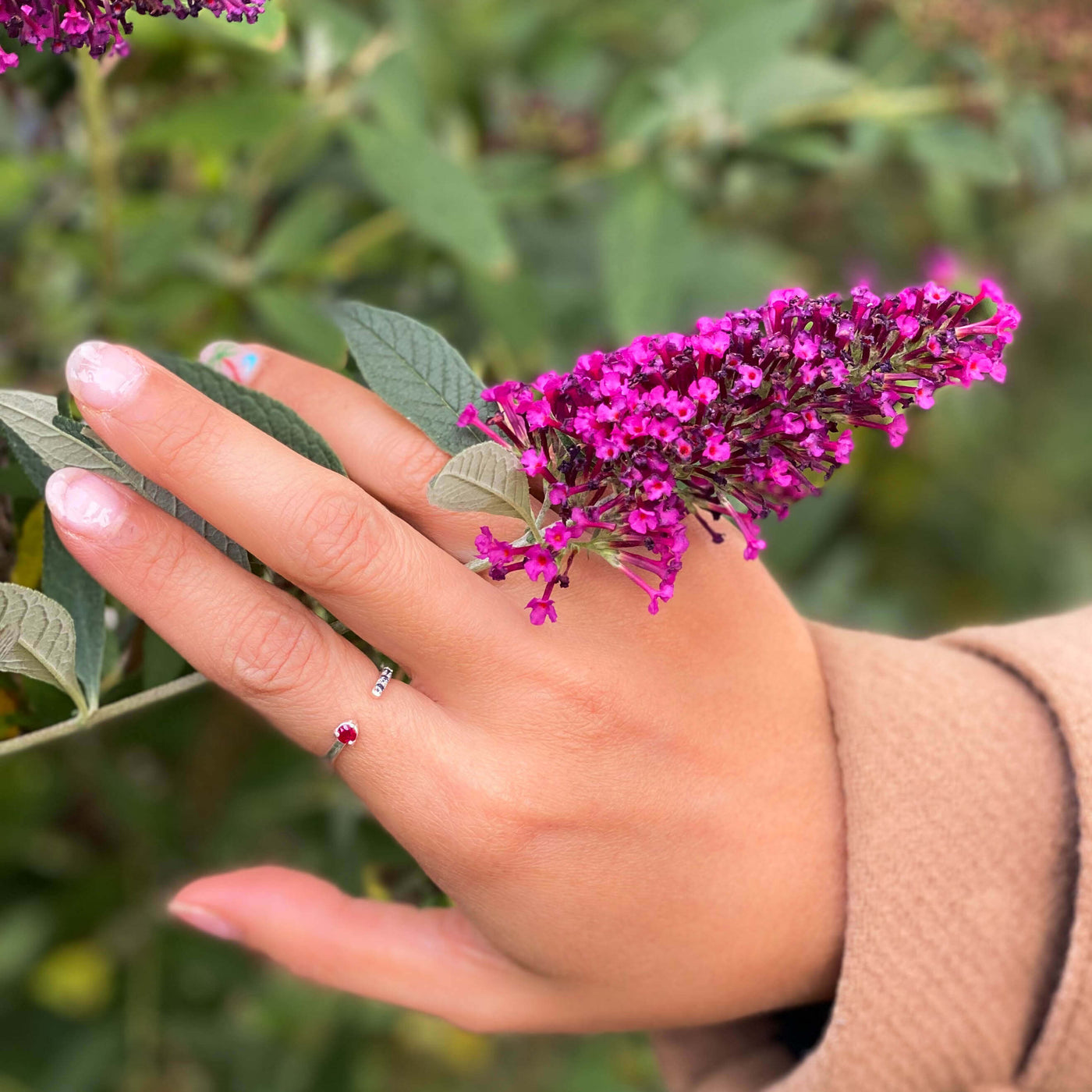 Ring Silber Rubin Diamanten