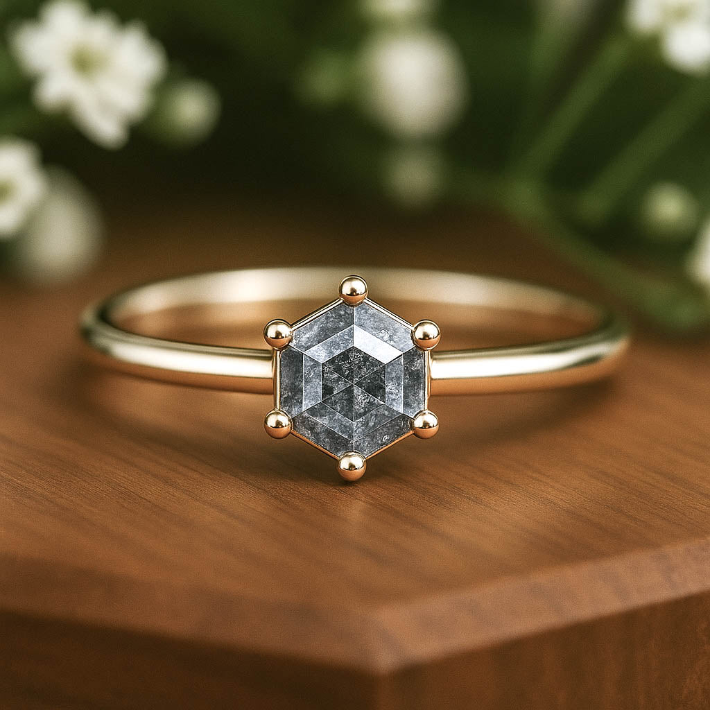 Salz & Pfeffer Diamant Verlobungsring Silber