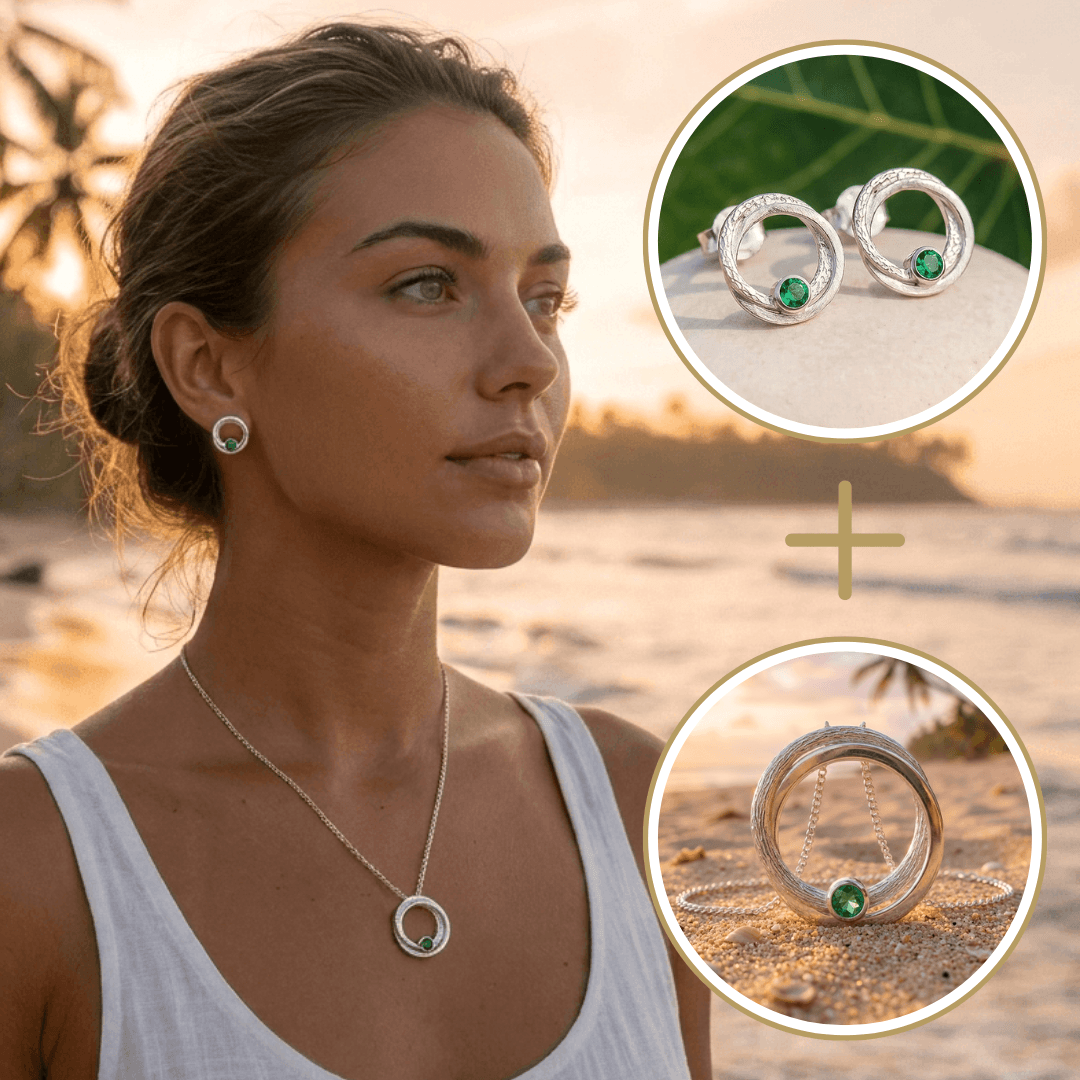 Schmuck Set Smaragd Silber