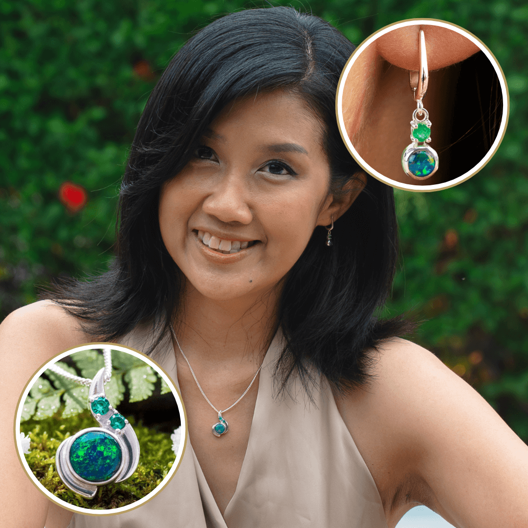 Schmuck Set schwarzer Opal