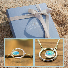 Schmuck Set Opal Ring Halskette