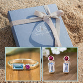 Schmuckset Geschenk Topas Granat
