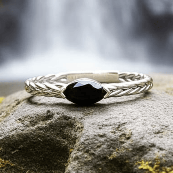 Onyx Solitär Ring | 925 Silber