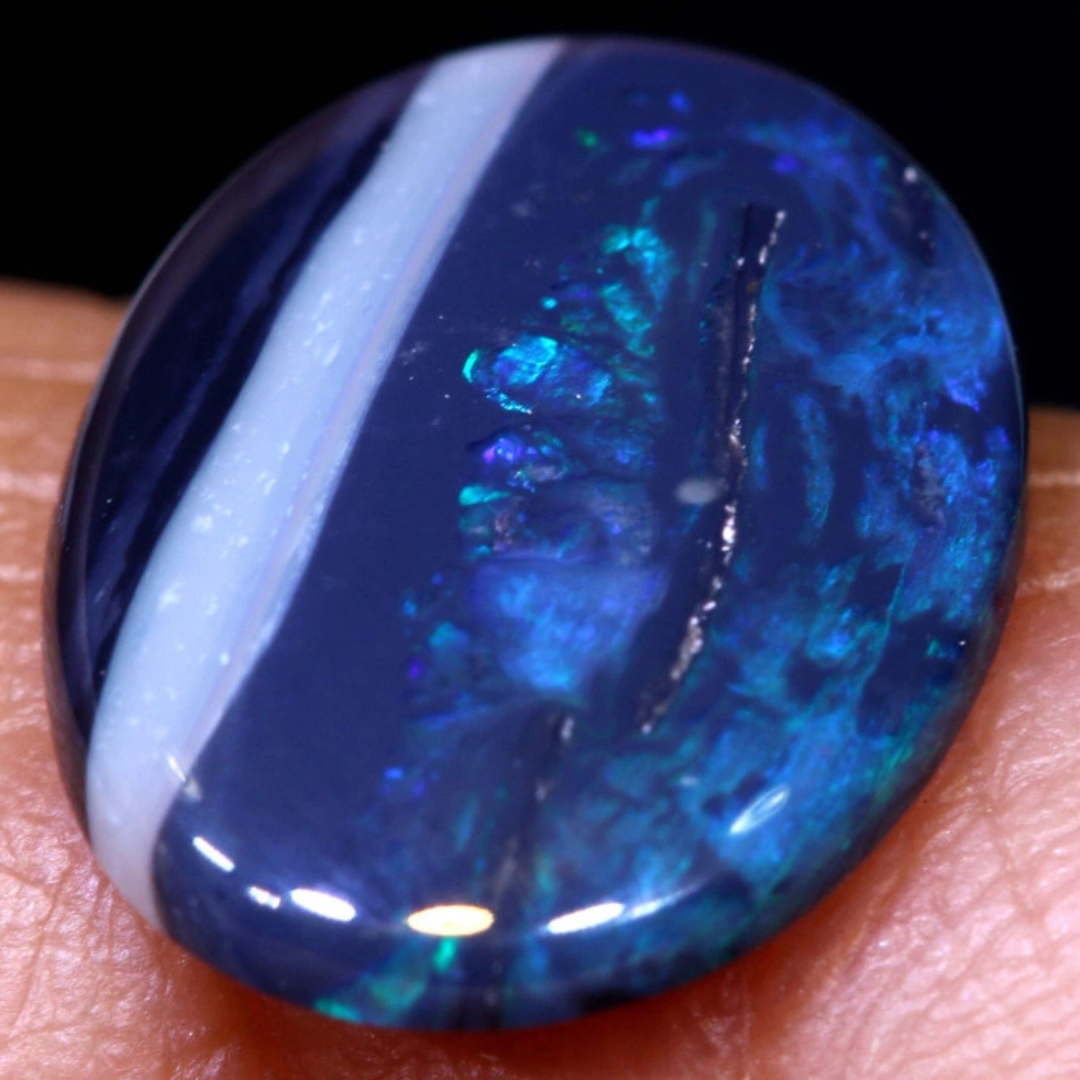 Schwarzer Opal Blau Ring