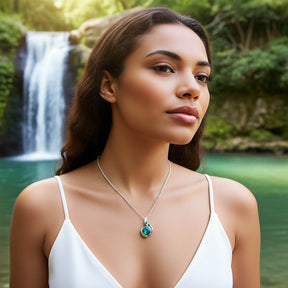 Schwarzer Opal Damen Halskette