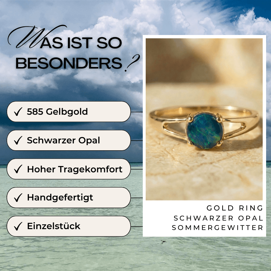 Schwarzer Opal Ring 585 Gold