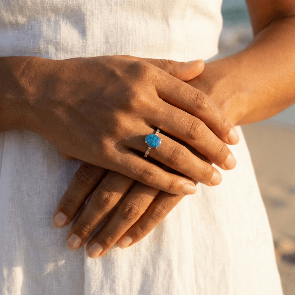 Schwarzer Opal Ring Frau Gold