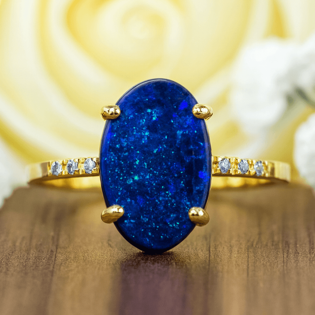 Schwarzer Opal Ring Gold