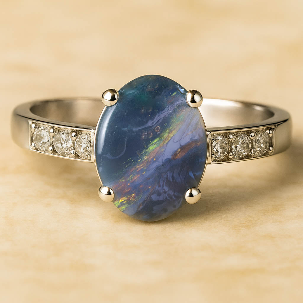 Schwarzer Opal Ring Lightning Ridge