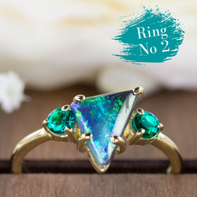 Gold Ring | Schwarzer Opal & Smaragd
