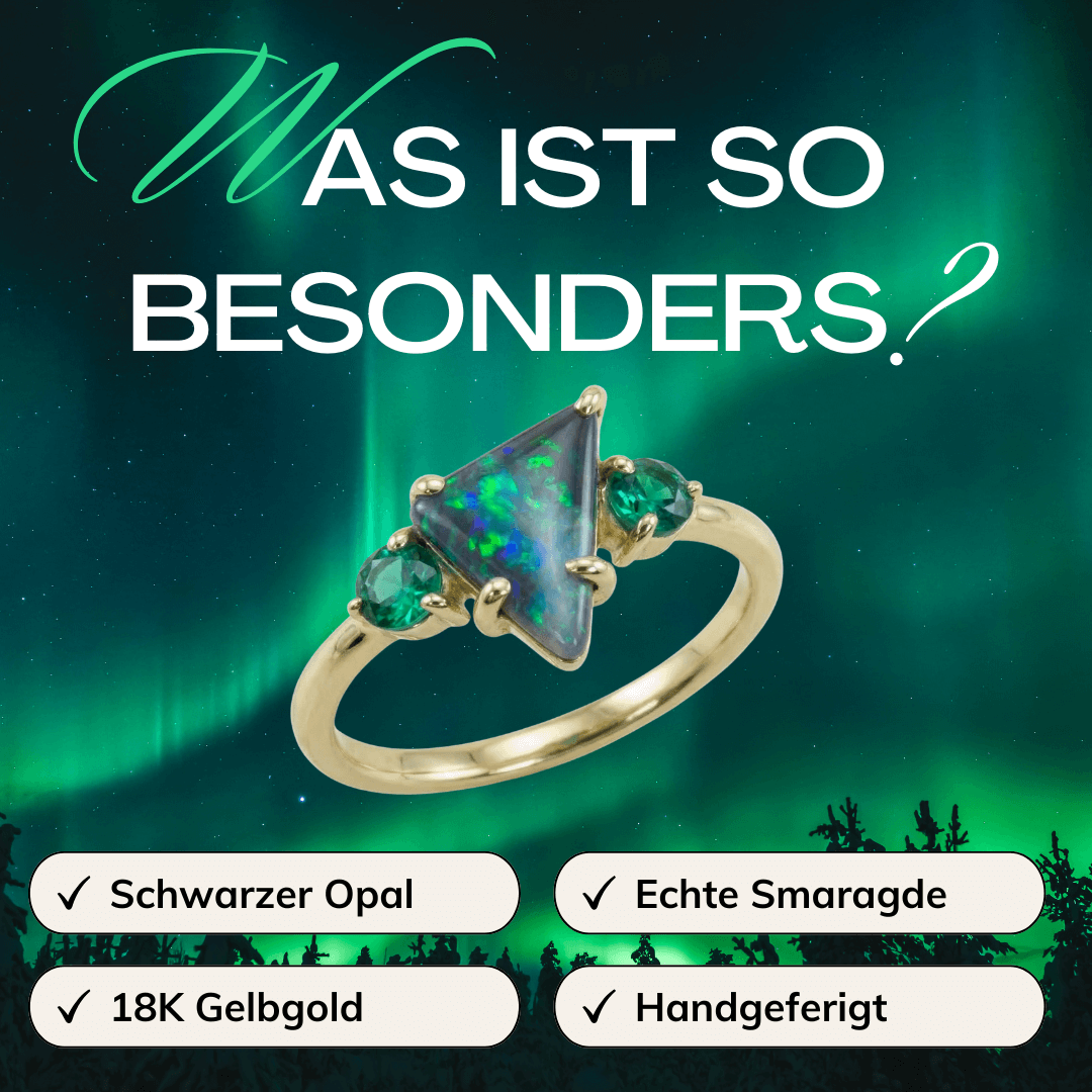 Schwarzer Opal Smaragde Goldring
