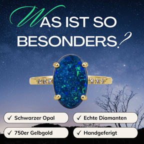 Schwarzer Opal Universum Ring Gold