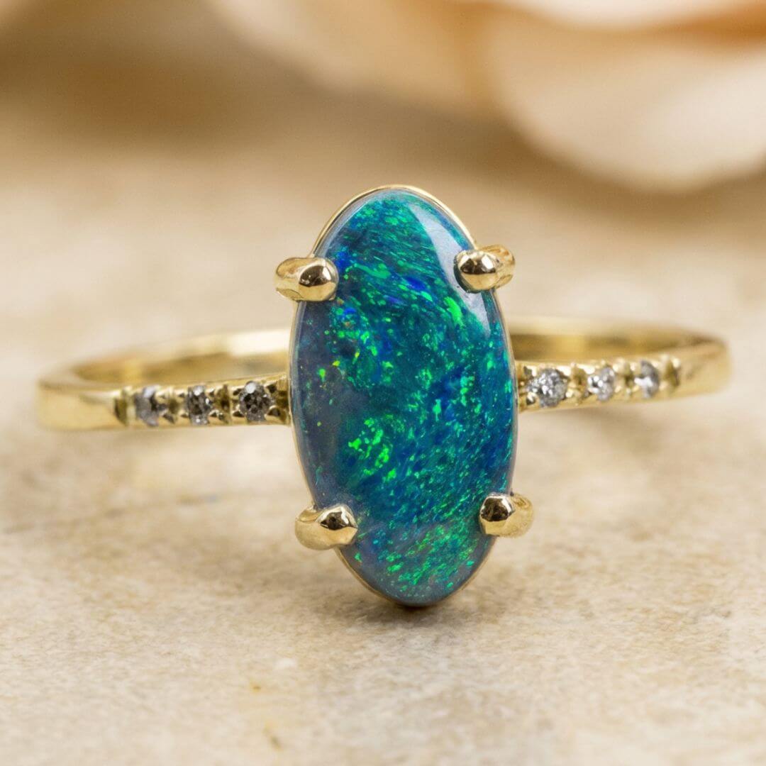 Schwarzer Opal Diamanten Golf Ring