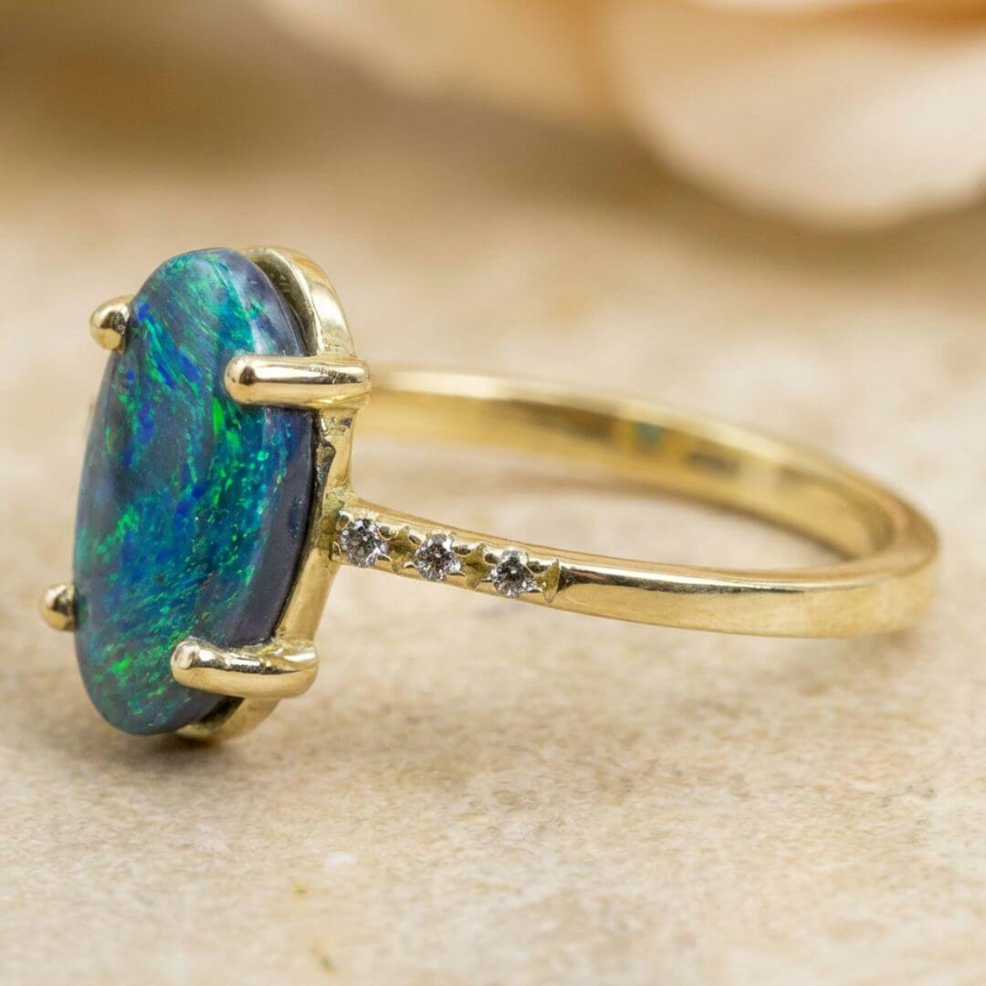 Schwarzer Opal Diamanten Ring Golf