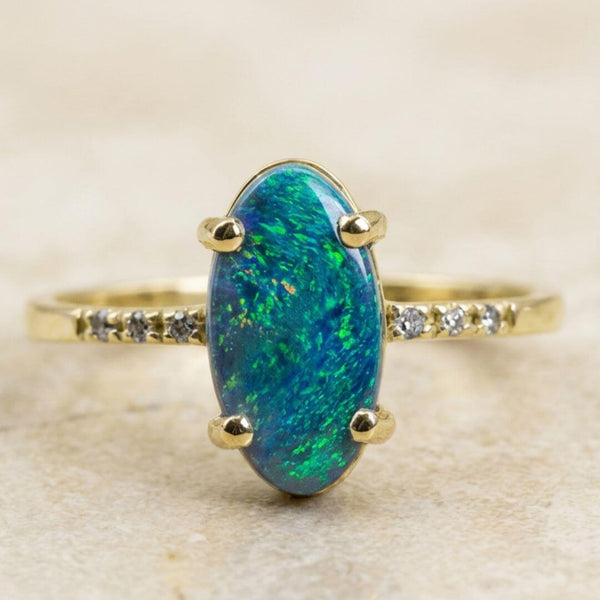 Schwarzer Opal Nordlicht Ring