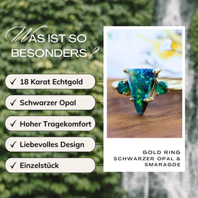 Schwarzer Opal Goldring Smaragde