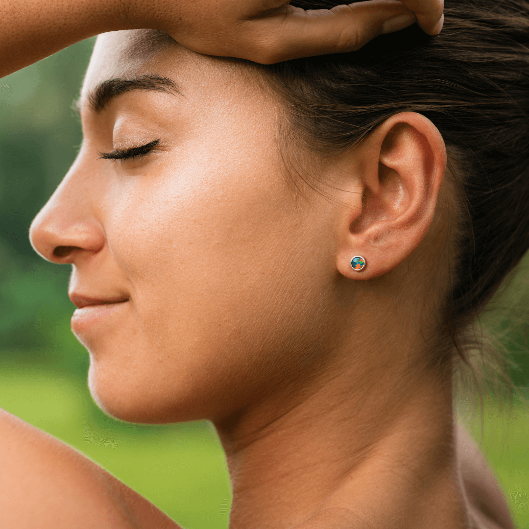 Schwarzer Opal Ohrstecker Silber