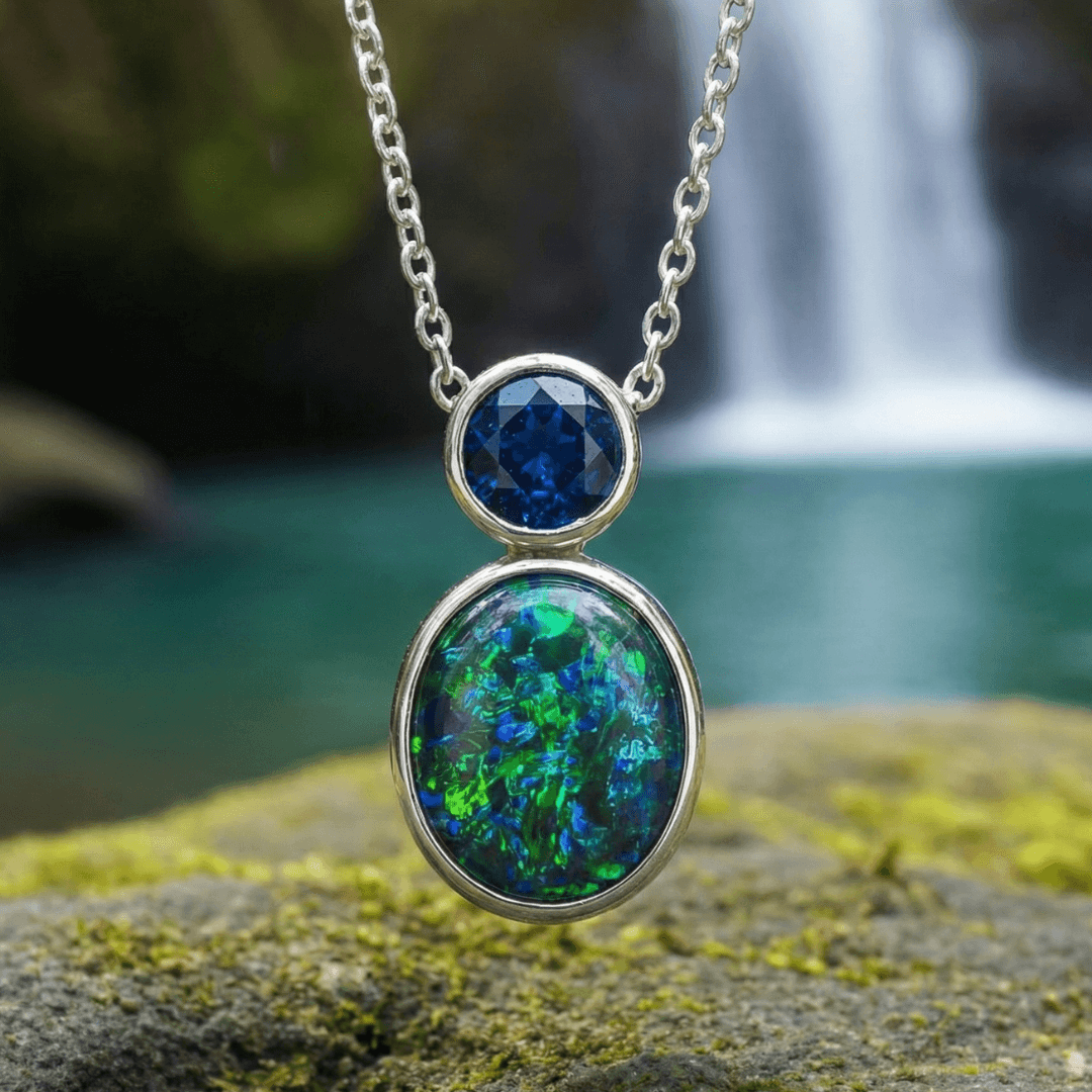 Schwarzer Opal Schmuck Halskette