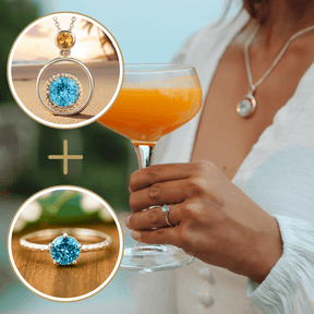 Set Halskette und Ring blauer Topas