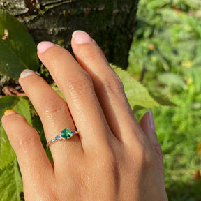 Silber Ring Moosachat Diamant